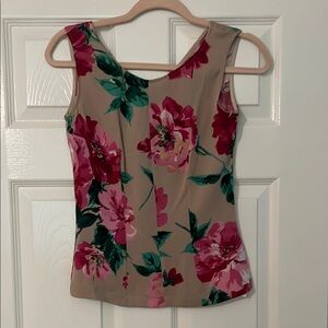 Elegant Floral Tank Top - Pink and Green